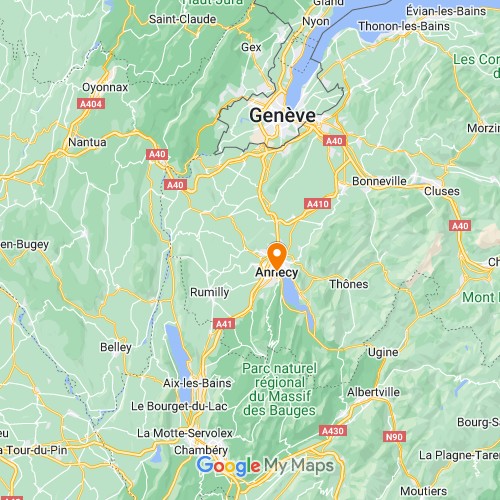 consultant seo annecy - carte google map avec un marqueur sur la ville d'annecy