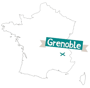 consultant seo grenoble - Carte de la France avec un marqueur indiquant Grenoble