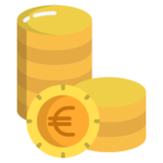 Illustration de pièces de monnaie empilées avec le symbole de l'euro, représentant la finance ou les transactions monétaires.